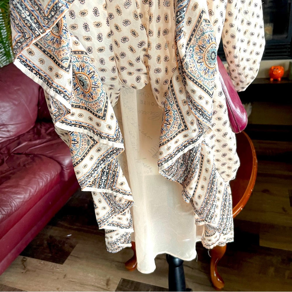 FREE PEOPLE BOHO PENNY LANE TEA COLOR MINI DRESS - Picture 8 of 14